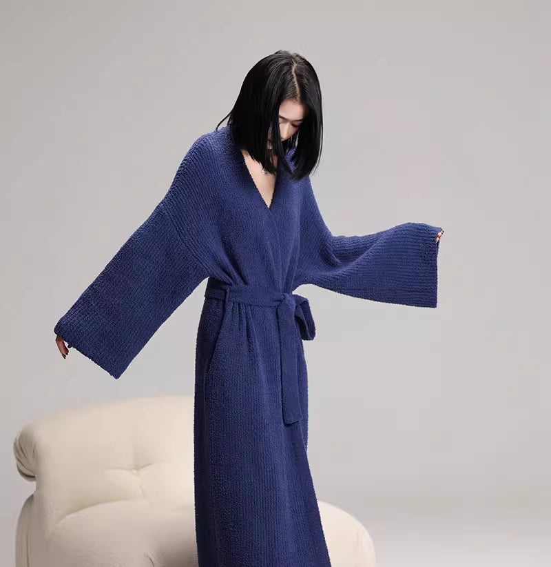 Soft And Comfortable Solid-color Cardigan Robe