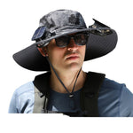 Outdoor Wide Brim Sun Hat With Solar Fan Wide Brim Solar Fan Outdoor Fishing Hat Solar USB Charging Solar Powered Hat Adjustable