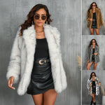 Winter Coat Warm Lapel Long Fluffy Faux Fur Coat