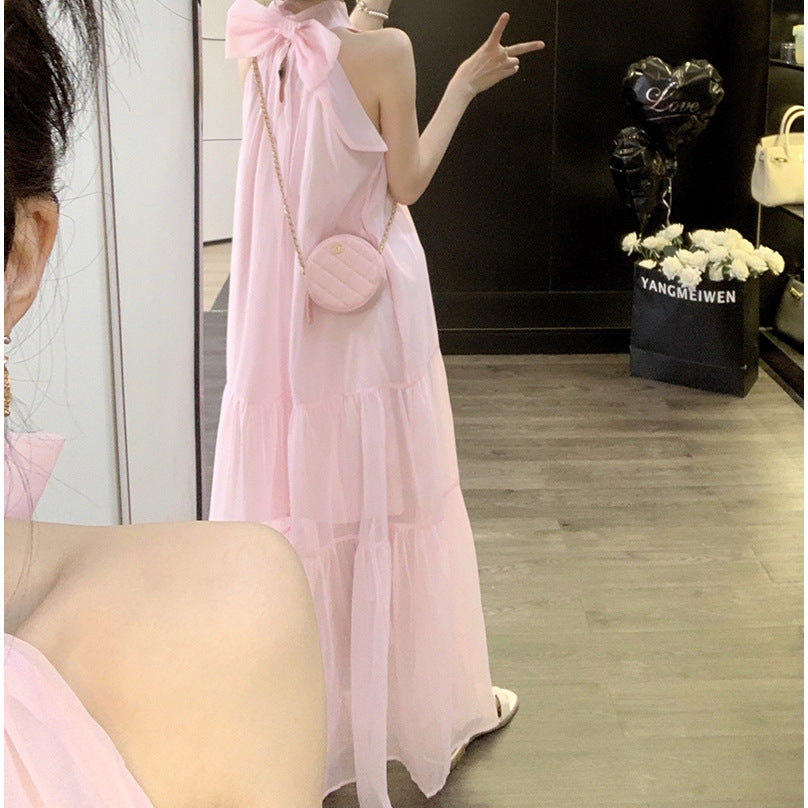 Women's French-style Mesh Halter Strap Dress