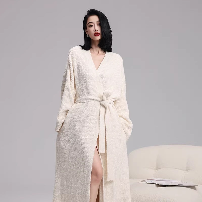 Soft And Comfortable Solid-color Cardigan Robe