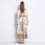 Notch-collar Single-breasted Floral-print Dress