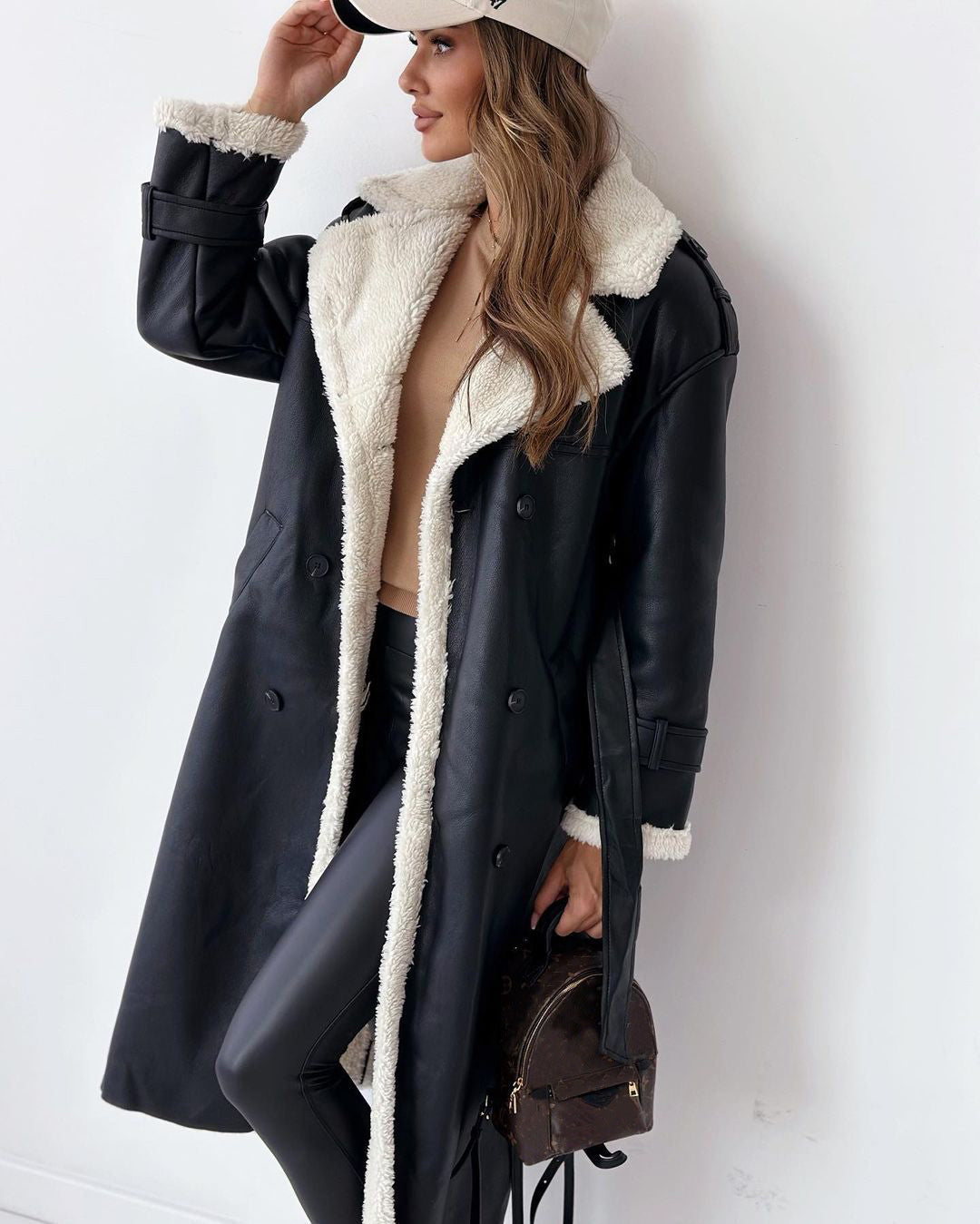 Winter Jacket With Belt Fashion Double Breasted Lapel