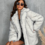 Winter Coat Warm Lapel Long Fluffy Faux Fur Coat